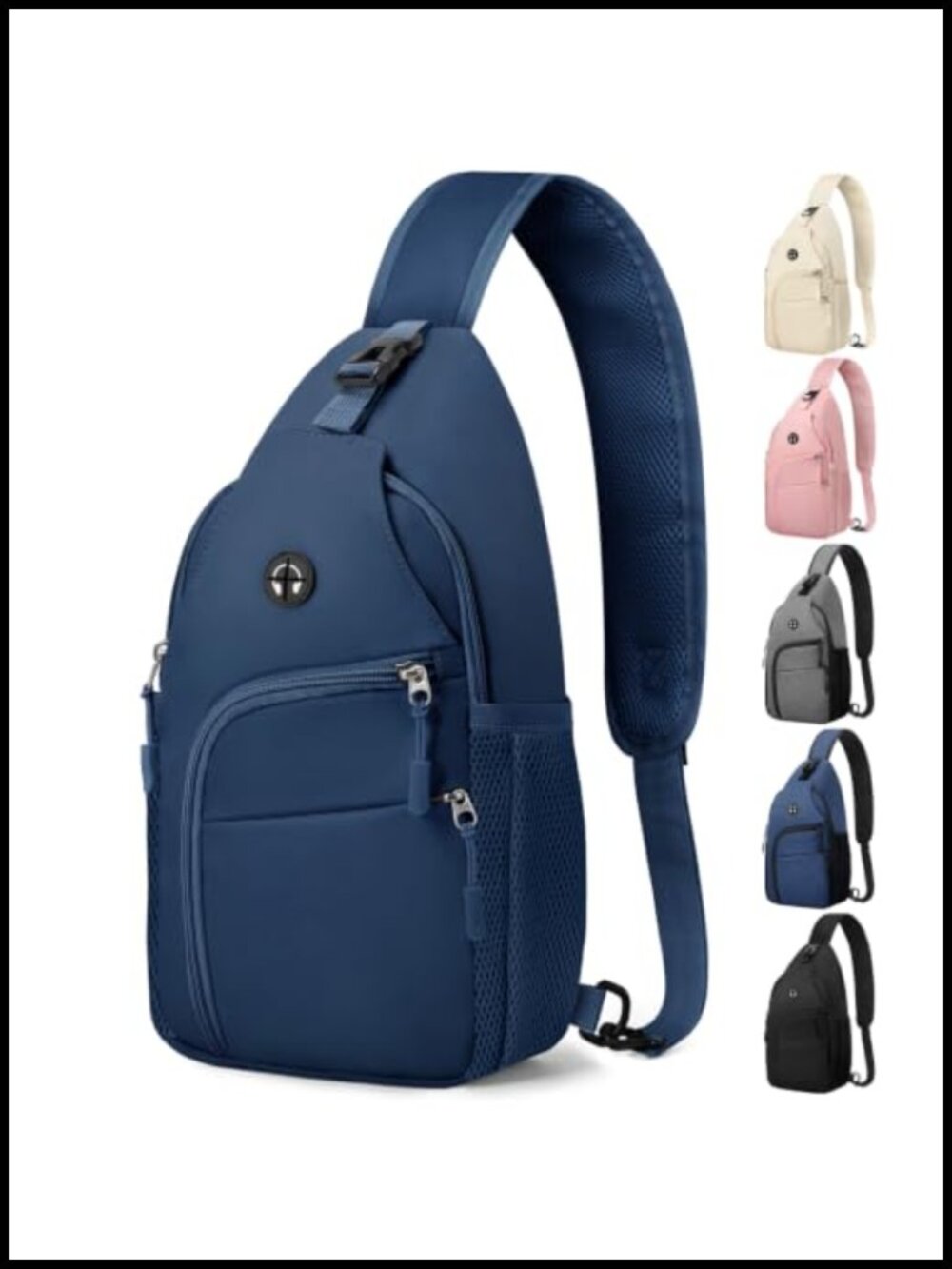 Waterproof Nylon Sling Crossbody Bag Adjustable Strap Multi-Pocket Hiking